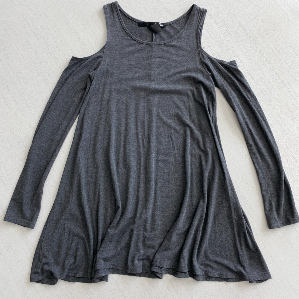 Women’s Grey Long Sleeve Cold Shoulder Skater Dress